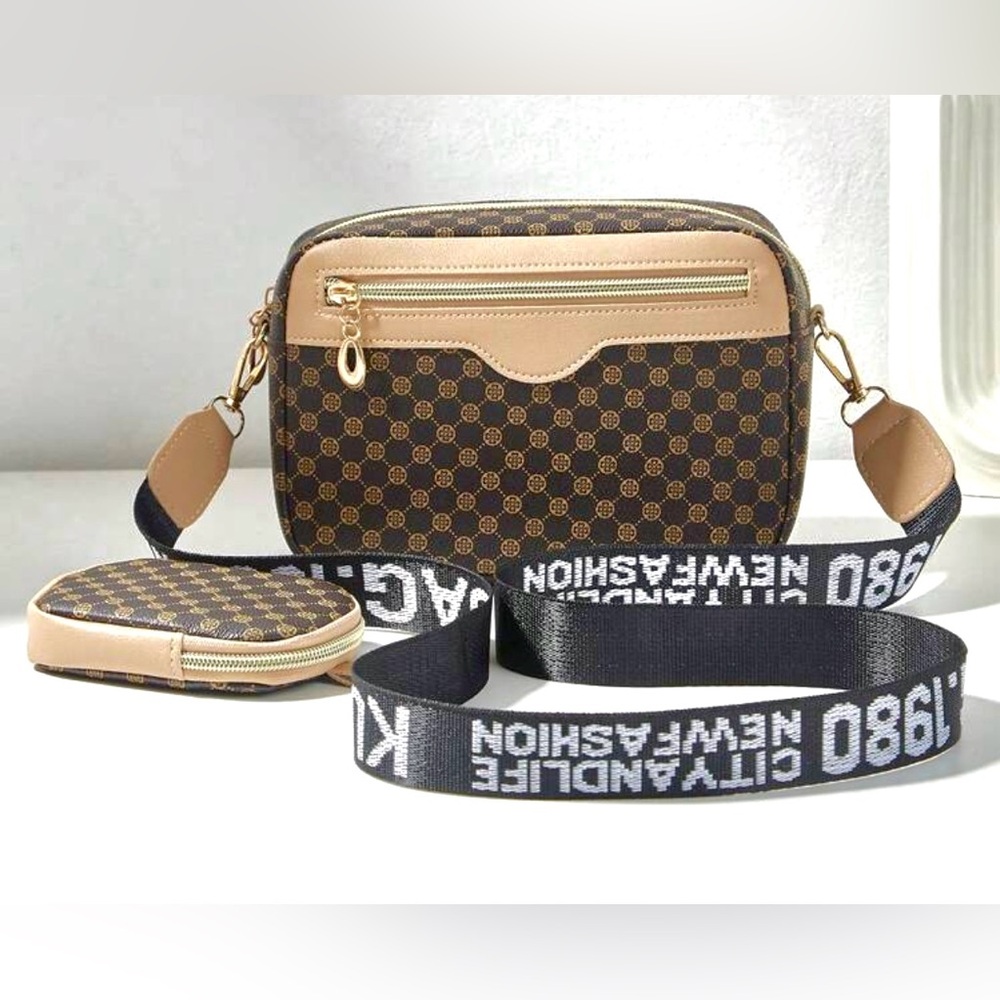 Pattern Crossbody Bag with Coin Purse Set